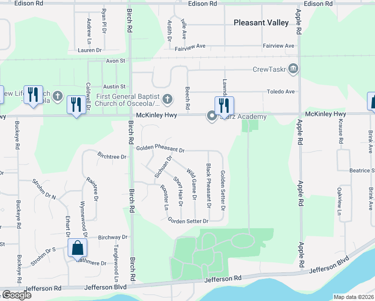 map of restaurants, bars, coffee shops, grocery stores, and more near 11011 Golden Pheasant Drive in Osceola