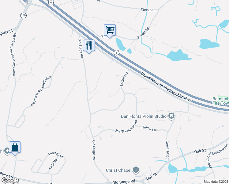 map of restaurants, bars, coffee shops, grocery stores, and more near 8 Currycomb Circle in Barnstable