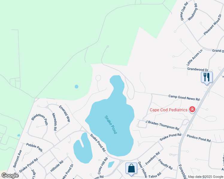 map of restaurants, bars, coffee shops, grocery stores, and more near 40 Arnold Road in Sandwich