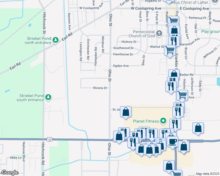 map of restaurants, bars, coffee shops, grocery stores, and more near 3009 Ohio St in Michigan City