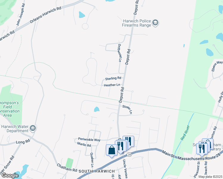 map of restaurants, bars, coffee shops, grocery stores, and more near 6 Kent Road in Harwich