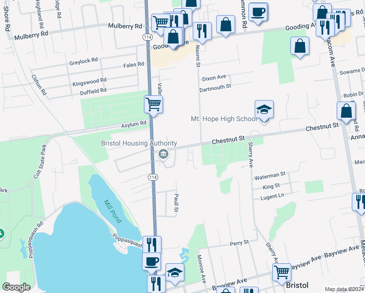 map of restaurants, bars, coffee shops, grocery stores, and more near 3 Chestnut Street in Bristol