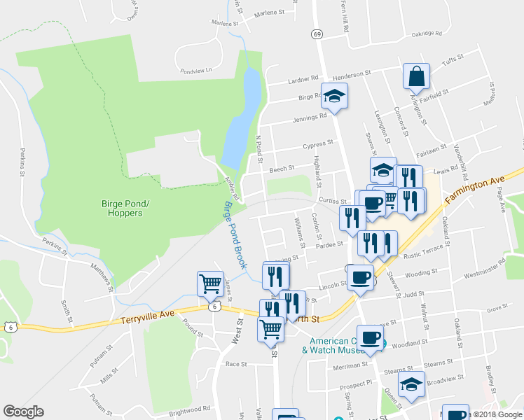 map of restaurants, bars, coffee shops, grocery stores, and more near 160 Curtiss Street in Bristol