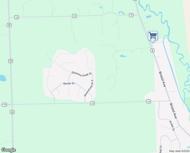 map of restaurants, bars, coffee shops, grocery stores, and more near 55799 Alverstone Drive East in Middlebury