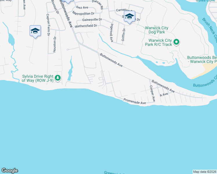 map of restaurants, bars, coffee shops, grocery stores, and more near 142 Hawthorne Avenue in Warwick