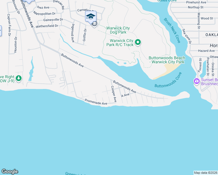 map of restaurants, bars, coffee shops, grocery stores, and more near 77 Janice Road in Warwick