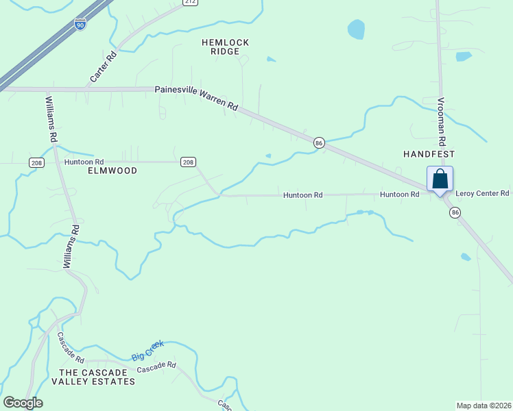 map of restaurants, bars, coffee shops, grocery stores, and more near 12546 County Highway 208 in Painesville