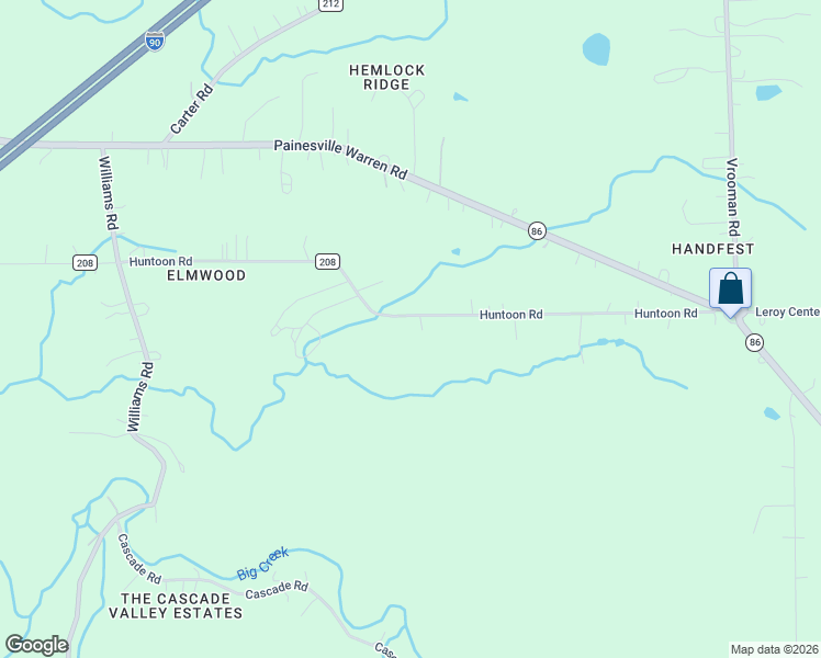 map of restaurants, bars, coffee shops, grocery stores, and more near 12546 County Highway 208 in Painesville