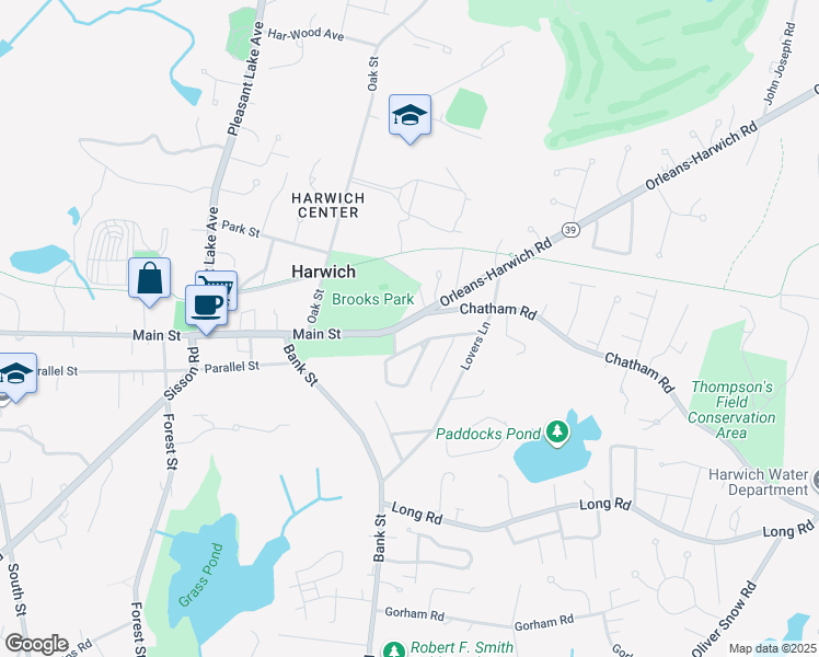 map of restaurants, bars, coffee shops, grocery stores, and more near 783 Main Street in Harwich