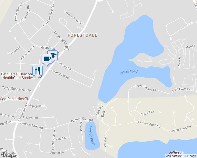 map of restaurants, bars, coffee shops, grocery stores, and more near 12 Sheldon Lane in Sandwich