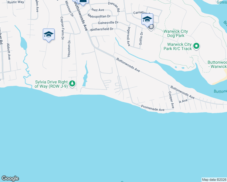 map of restaurants, bars, coffee shops, grocery stores, and more near 23E Andrew Comstock Street in Warwick