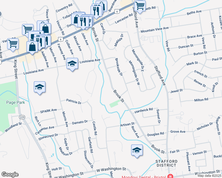 map of restaurants, bars, coffee shops, grocery stores, and more near 333 Brook Street in Bristol