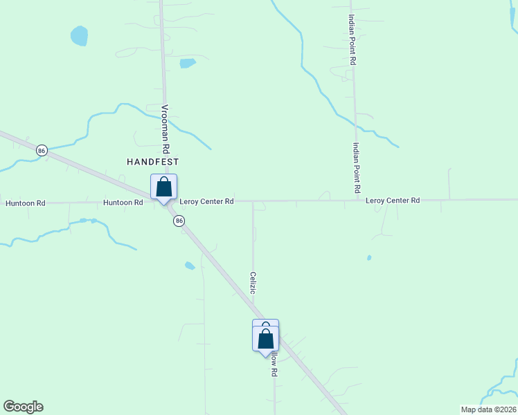 map of restaurants, bars, coffee shops, grocery stores, and more near 13028 Leroy Center Road in Painesville