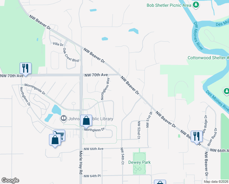 map of restaurants, bars, coffee shops, grocery stores, and more near 5501 Garrison Court in Johnston