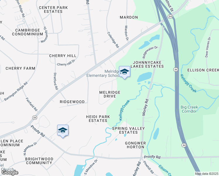 map of restaurants, bars, coffee shops, grocery stores, and more near 6889 Melridge Drive in Painesville