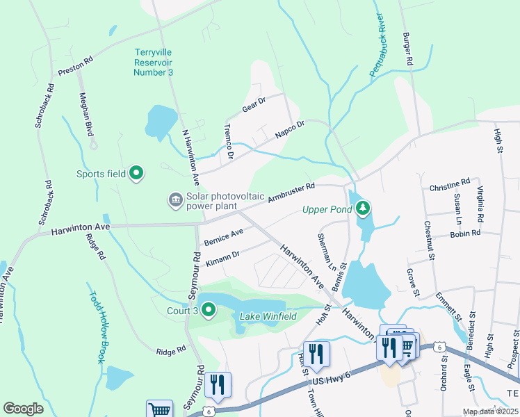 map of restaurants, bars, coffee shops, grocery stores, and more near 4 Armbruster Road in Plymouth