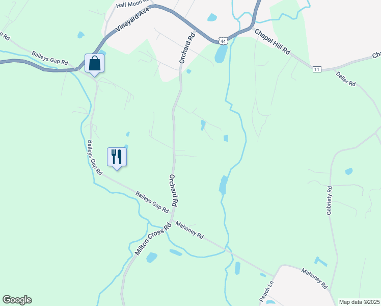 map of restaurants, bars, coffee shops, grocery stores, and more near 291 Orchard Road in Highland