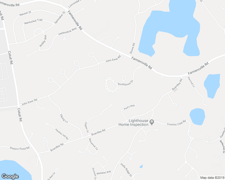 map of restaurants, bars, coffee shops, grocery stores, and more near 1A Southpoint Drive in Sandwich