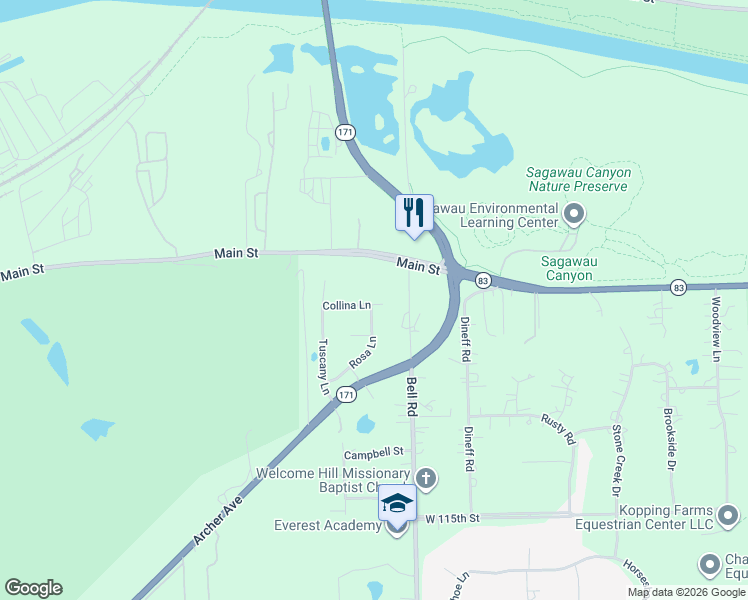 map of restaurants, bars, coffee shops, grocery stores, and more near 12854 Collina Lane in Lemont