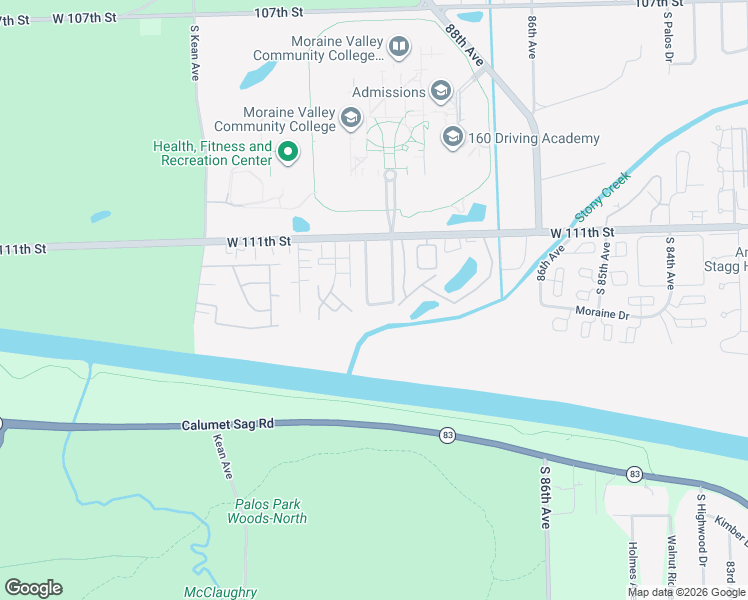 map of restaurants, bars, coffee shops, grocery stores, and more near 11208 Deerpath Lane in Palos Hills