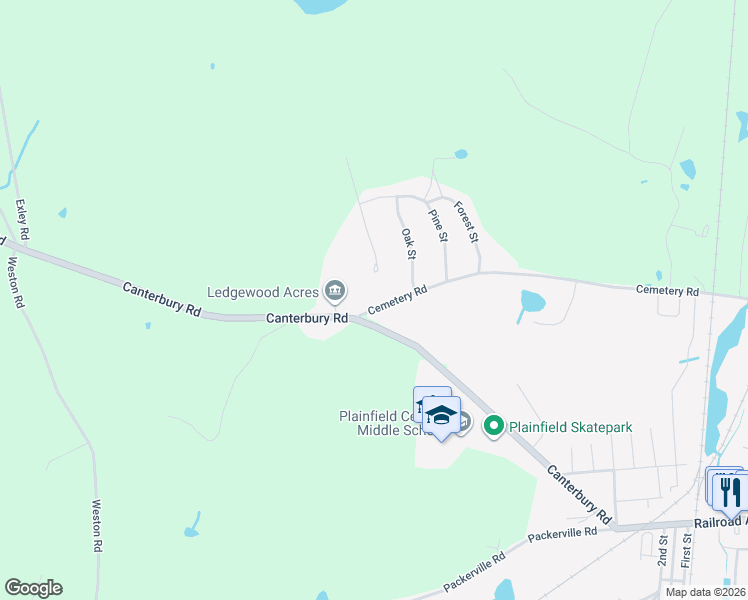 map of restaurants, bars, coffee shops, grocery stores, and more near 221 Cemetery Road in Plainfield