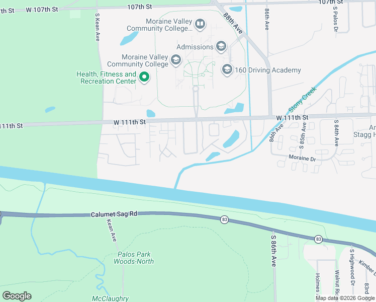 map of restaurants, bars, coffee shops, grocery stores, and more near 11208 Deerpath Lane in Palos Hills