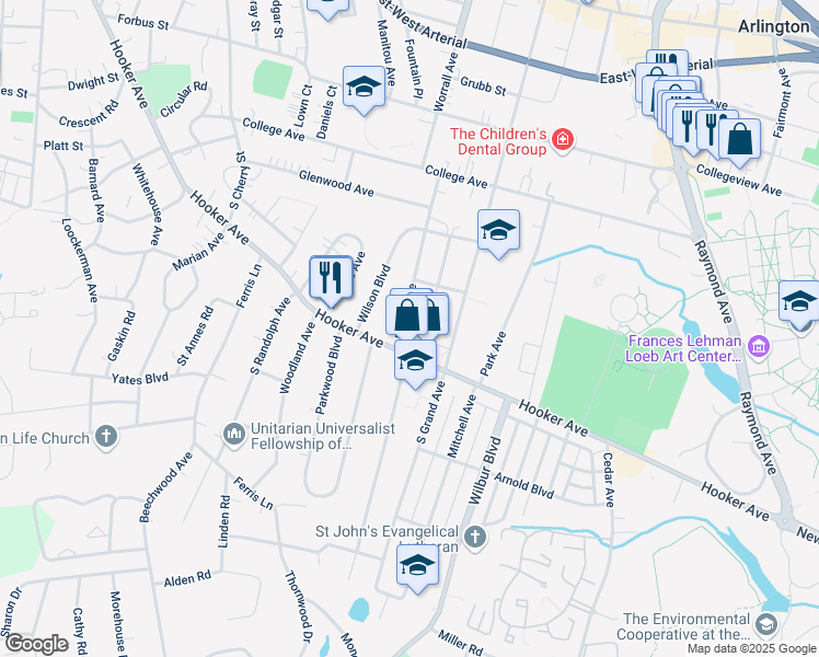 map of restaurants, bars, coffee shops, grocery stores, and more near 254 Hooker Avenue in Poughkeepsie