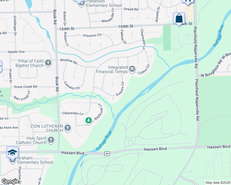 map of restaurants, bars, coffee shops, grocery stores, and more near 4431 Esquire Circle in Naperville