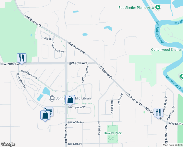 map of restaurants, bars, coffee shops, grocery stores, and more near 5501 Garrison Court in Johnston
