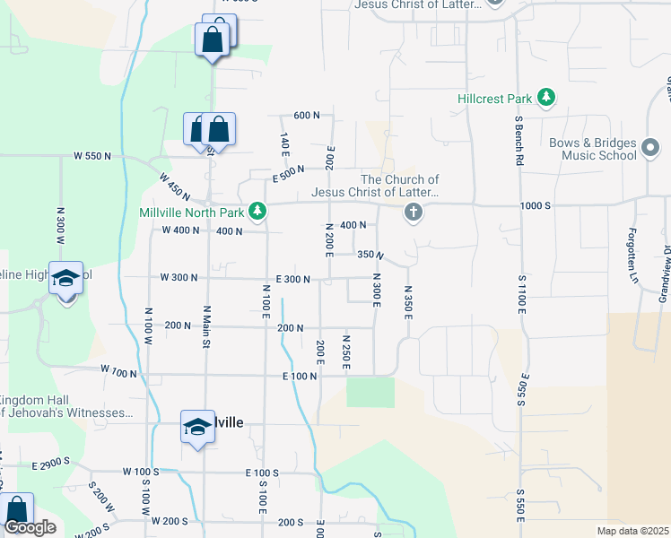 map of restaurants, bars, coffee shops, grocery stores, and more near 320 North 200 East in Providence