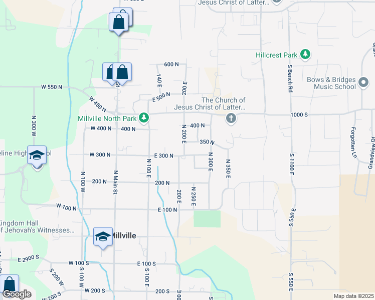 map of restaurants, bars, coffee shops, grocery stores, and more near 320 North 200 East in Providence