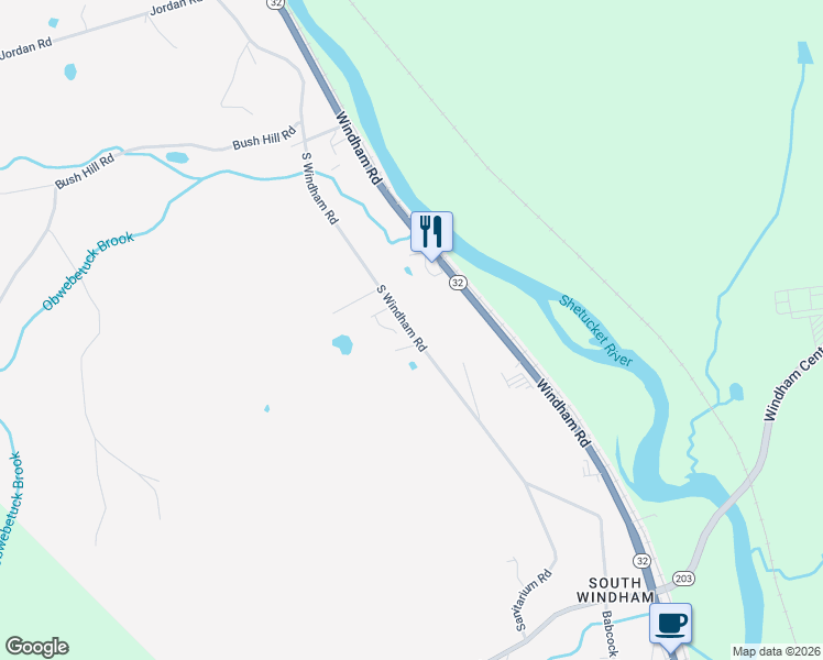 map of restaurants, bars, coffee shops, grocery stores, and more near 229 South Windham Road in Windham