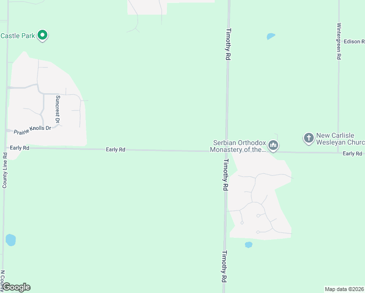 map of restaurants, bars, coffee shops, grocery stores, and more near 33193 Early Road in New Carlisle