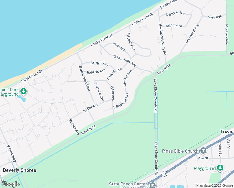 map of restaurants, bars, coffee shops, grocery stores, and more near Charing Avenue in Michigan City