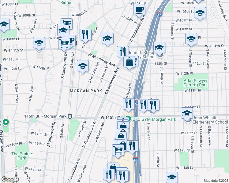 map of restaurants, bars, coffee shops, grocery stores, and more near 1709 West Montvale Avenue in Chicago