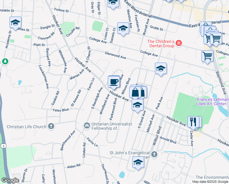 map of restaurants, bars, coffee shops, grocery stores, and more near 200 Hooker Avenue in Poughkeepsie