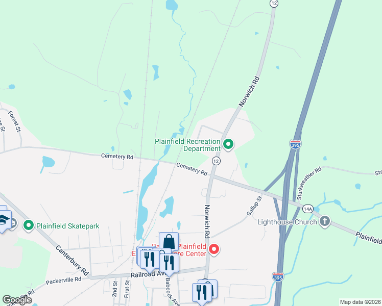 map of restaurants, bars, coffee shops, grocery stores, and more near 9 Terrace Drive in Plainfield