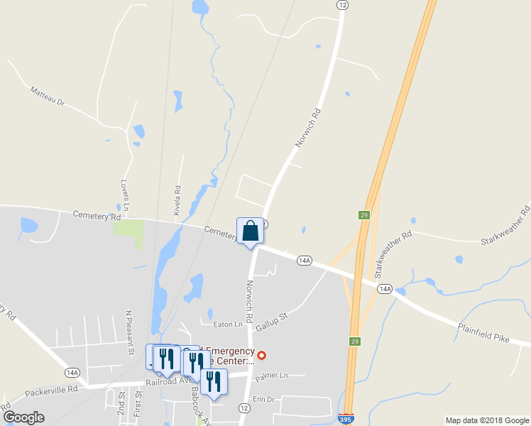 map of restaurants, bars, coffee shops, grocery stores, and more near Highway 12 in Plainfield