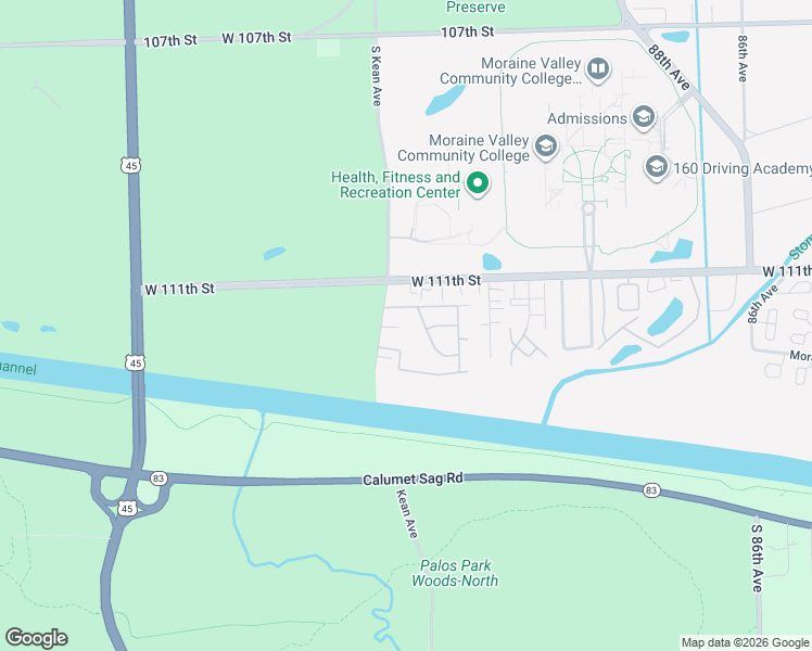 map of restaurants, bars, coffee shops, grocery stores, and more near 11128 Northwest Road in Palos Hills