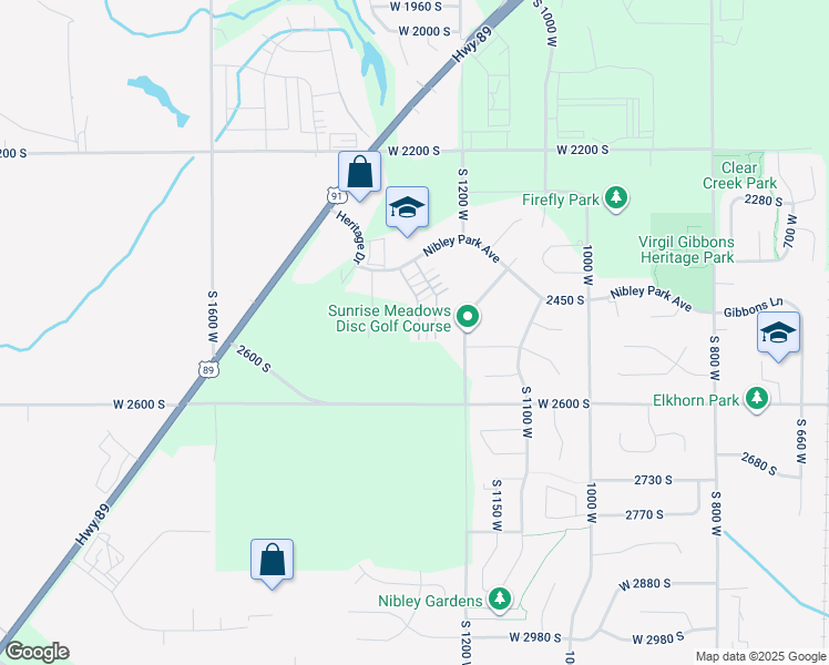 map of restaurants, bars, coffee shops, grocery stores, and more near 2485 South 1296 West in Logan