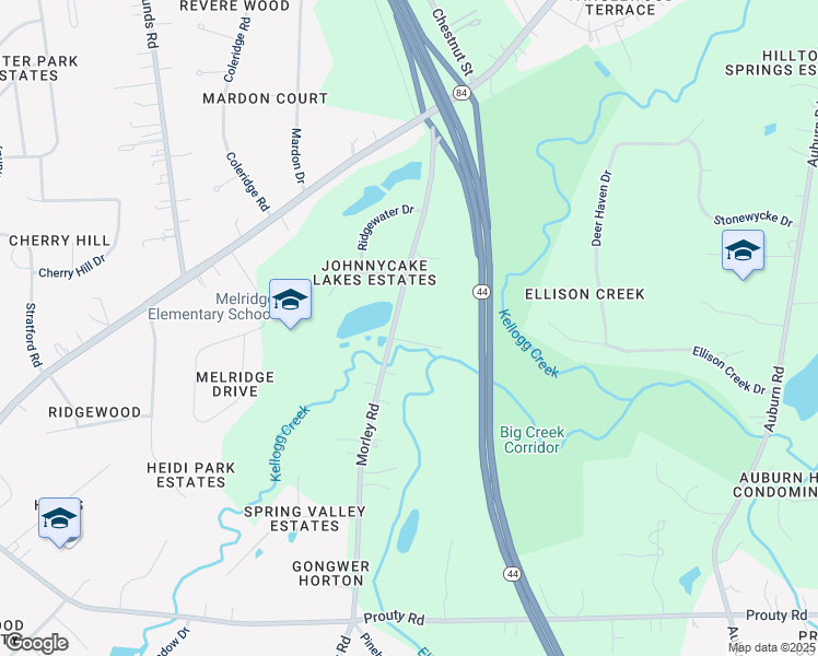 map of restaurants, bars, coffee shops, grocery stores, and more near 6715 Morley Road in Painesville