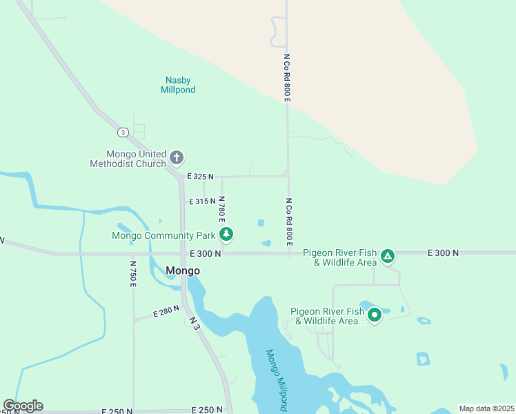 map of restaurants, bars, coffee shops, grocery stores, and more near 7890 East 325 North in Mongo