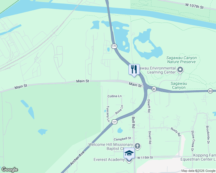 map of restaurants, bars, coffee shops, grocery stores, and more near 11120 Tuscany Court in Lemont