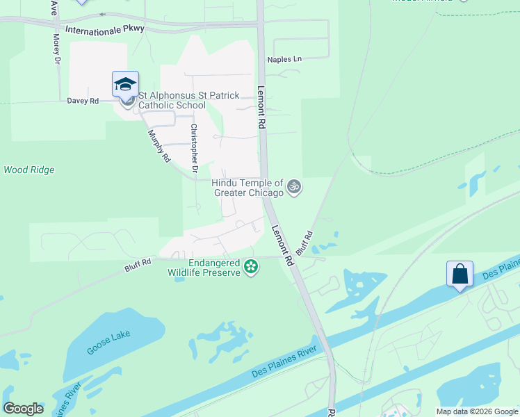 map of restaurants, bars, coffee shops, grocery stores, and more near 12S664 Lemont Road in Lemont