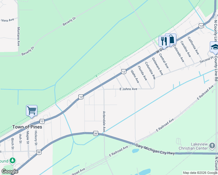 map of restaurants, bars, coffee shops, grocery stores, and more near 1534 Iowa Street in Michigan City