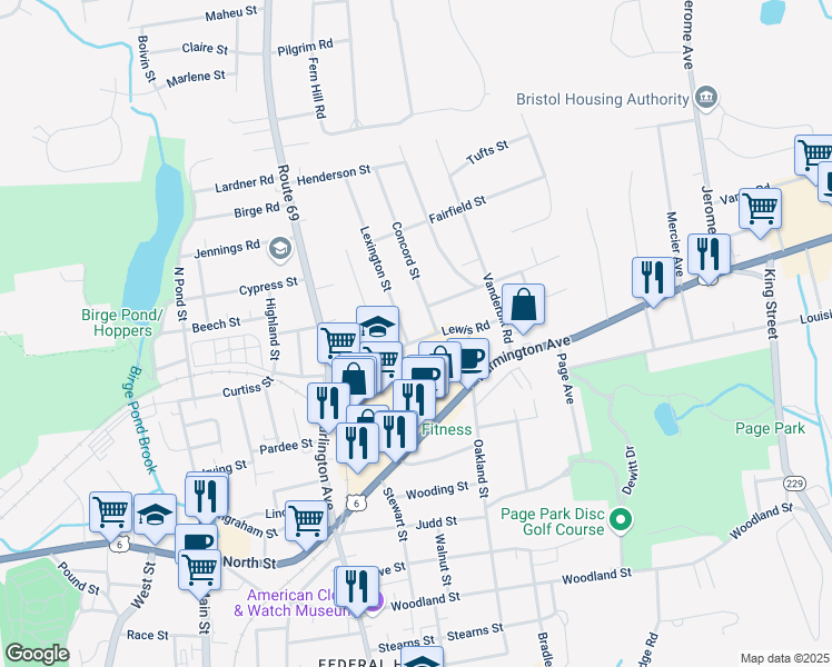 map of restaurants, bars, coffee shops, grocery stores, and more near 95 Lewis Street in Bristol