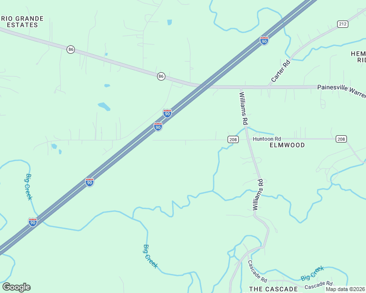 map of restaurants, bars, coffee shops, grocery stores, and more near 12066 Huntoon Road in Painesville