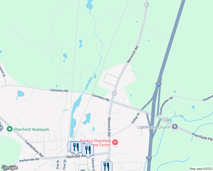 map of restaurants, bars, coffee shops, grocery stores, and more near 8 Terrace Drive in Plainfield