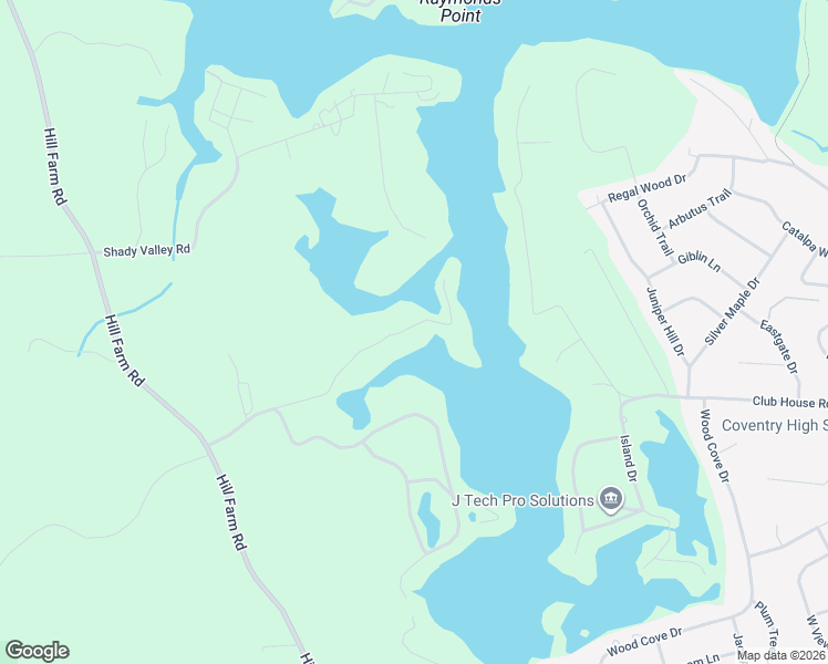 map of restaurants, bars, coffee shops, grocery stores, and more near 53 Hill Farm Camp Road in Coventry