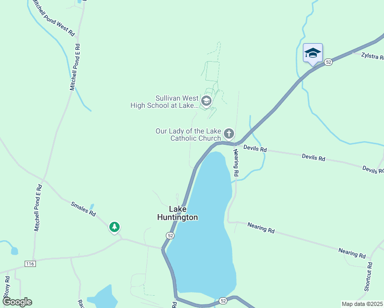 map of restaurants, bars, coffee shops, grocery stores, and more near 16 Crestwood Road in Lake Huntington